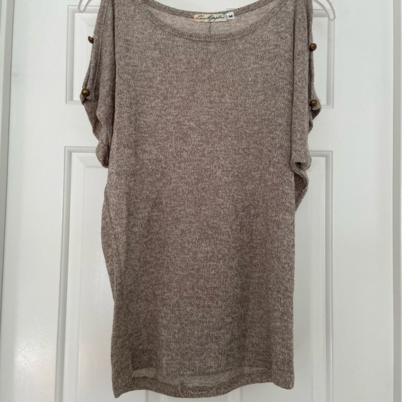 Short Sleeve Brown Sweater Top - Picture 1 of 3